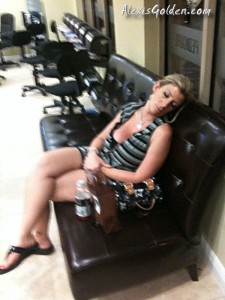 Sara Jay Sleeping in the Nail Salon